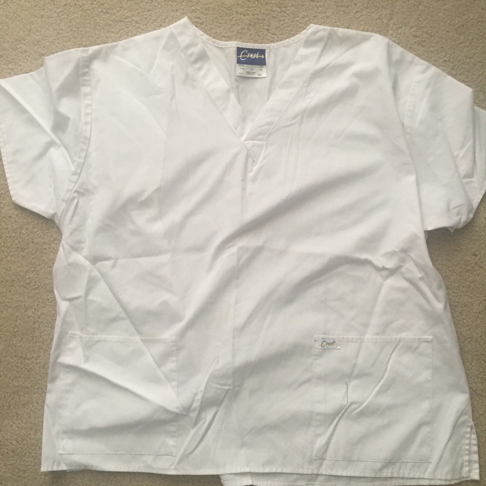 White scrub top